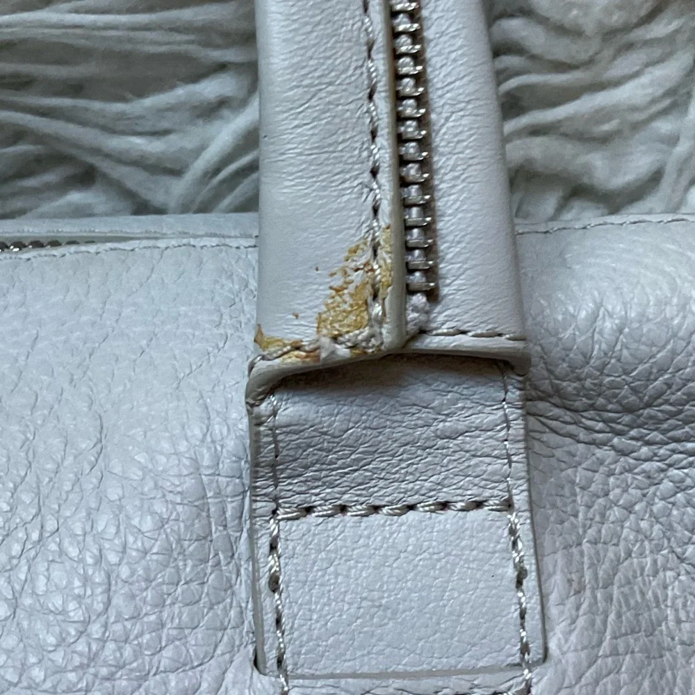 Botkier Zipper Accent Gray Pebble Leather Convertible Crossbody Satchel Bag